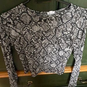 Garage Snake Print Mesh Sheer See Through Long Sleeve
